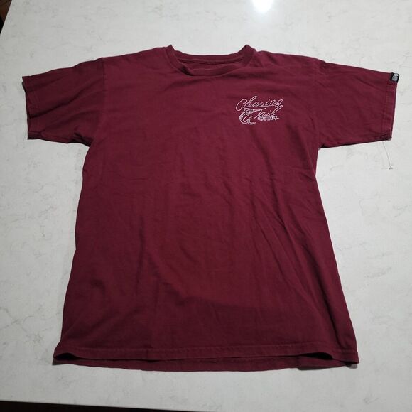 SALTY CREW Chasing Tail RISK TAKERS Classic Burgundy Red Fishing T-shirt M - Picture 2 of 9